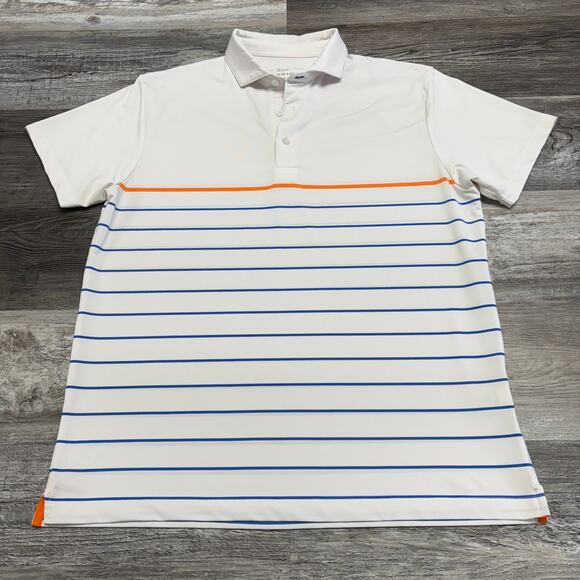 Mizzen + Main Phil Mickelson White Striped Mens L Performance‎ Golf Polo Shirt - Picture 2 of 10